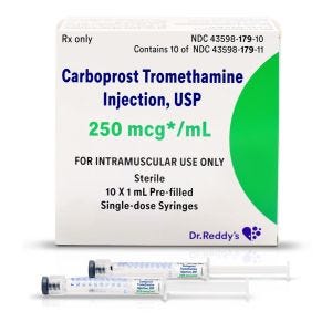 Carboprost Tromethamine Injection, USP 250 mcg/mL